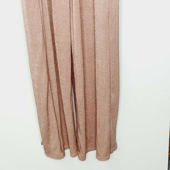 NEW ASOS DESIGN Plunge jumpsuit with split leg in slinky rose gold stretch 4 - Picture 7 of 12